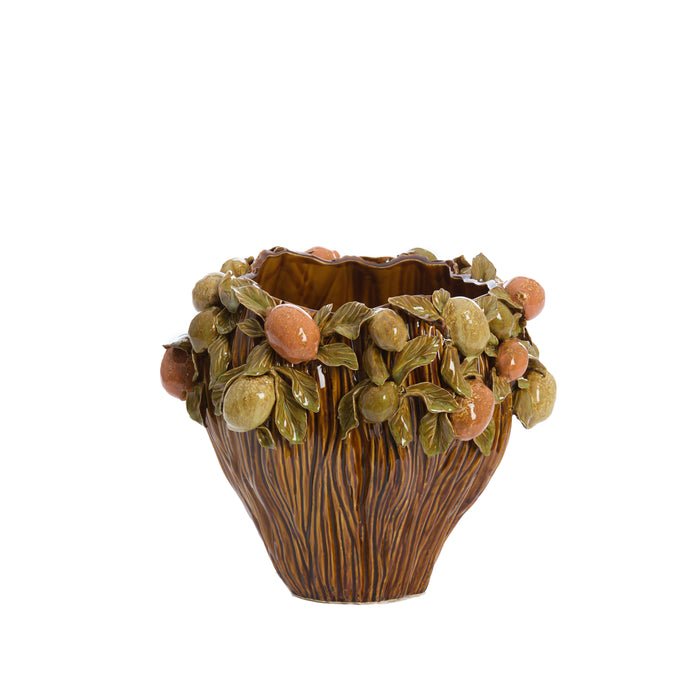 Light&living Vaas deco Ø38x33 cm LEMONI keramiek bruin-oranje+groen