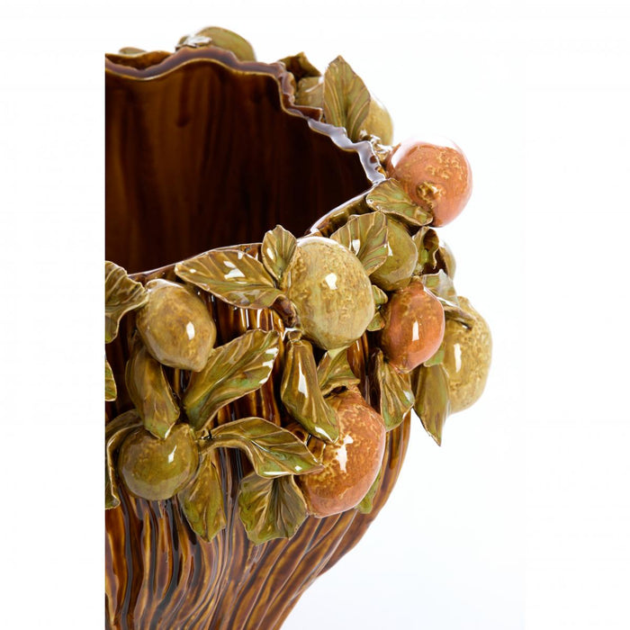 Light&living Vaas deco Ø38x33 cm LEMONI keramiek bruin-oranje+groen